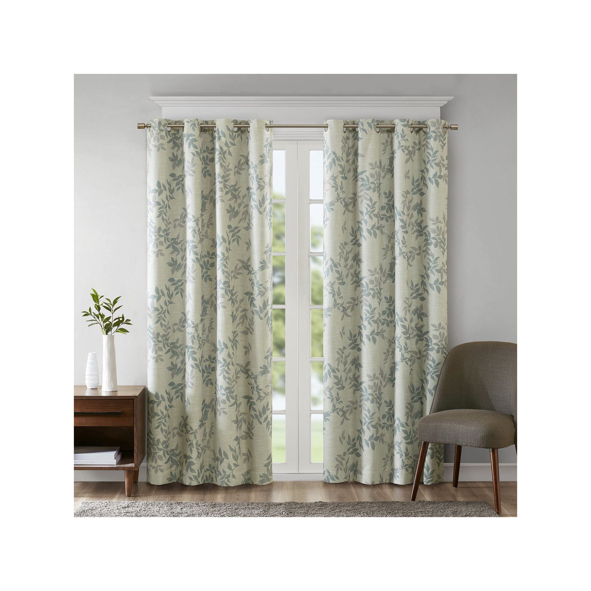 Madison Park Blackout 1-Panel April Botanical Window Curtain, Blue