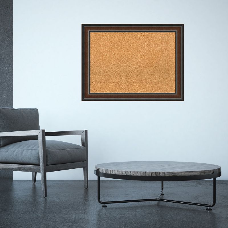 Amanti Art Large Walnut Framed Cork Board, Brown