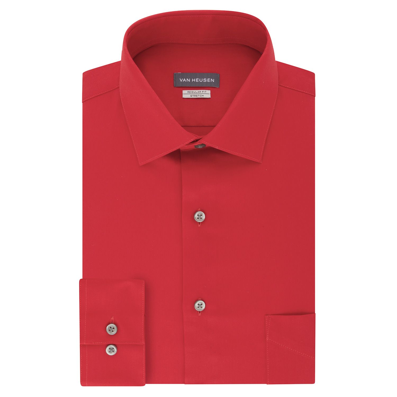 white dress shirt with red buttons