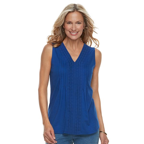 Women's Croft & Barrow® Pintuck Crochet-Trim Tank