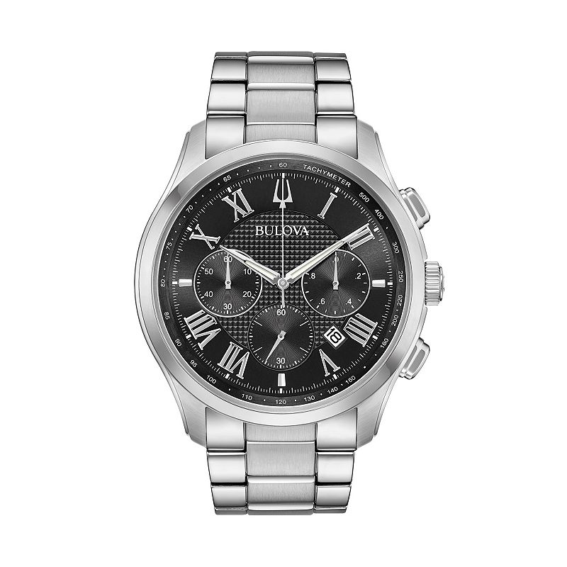Bulova Men's Classic Wilton Stainless Steel Chronograph Watch - 96B288, Size: XL, Silver Tone