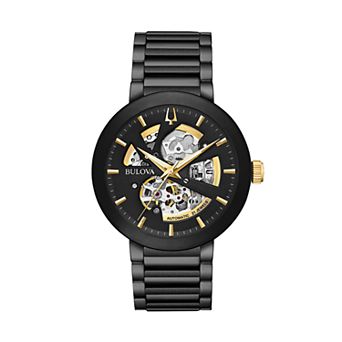 Bulova Men's Modern Automatic Black Ion-Plated Stainless Steel Skeleton Watch - 98A203