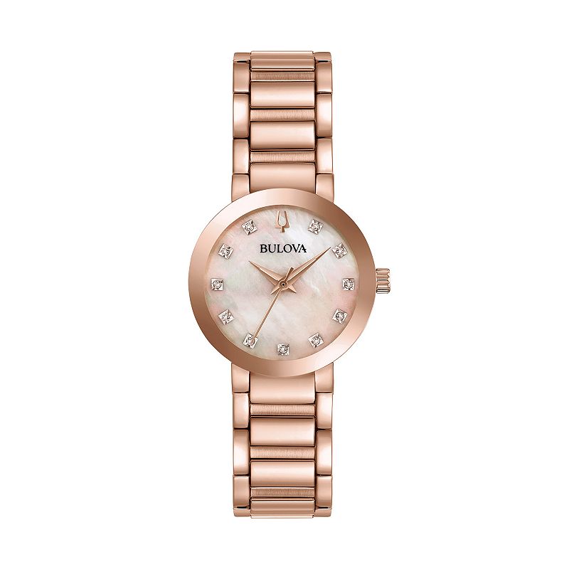 Bulova Women's Modern Diamond Stainless Steel Watch - 97P132, Size: Small, Pink Tone