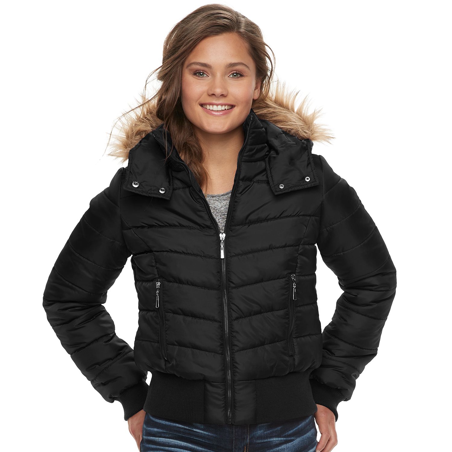 juniors puffer jacket with hood