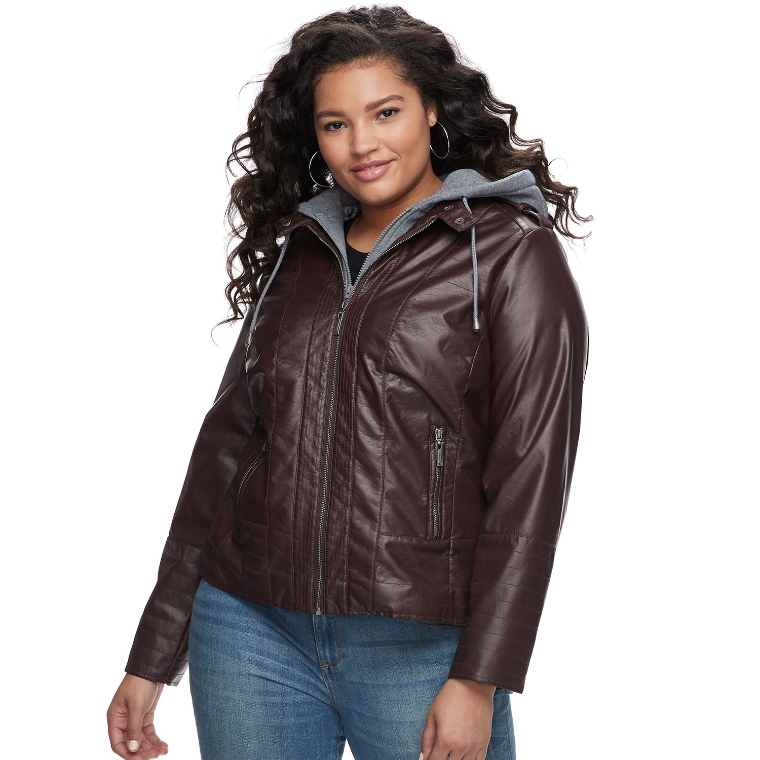 kohls plus size leather jacket