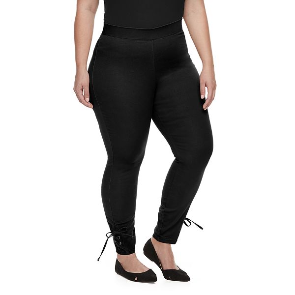 Plus Size Utopia by HUE Side-Laced Twill Skimmer Leggings