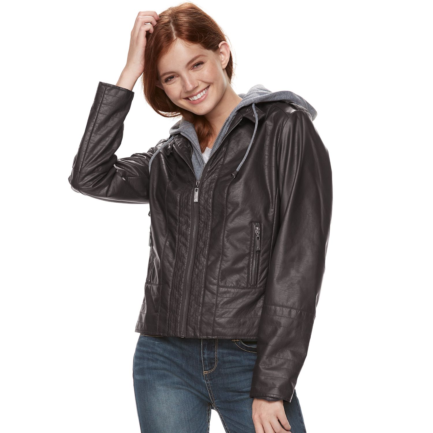 kohls plus size leather jacket