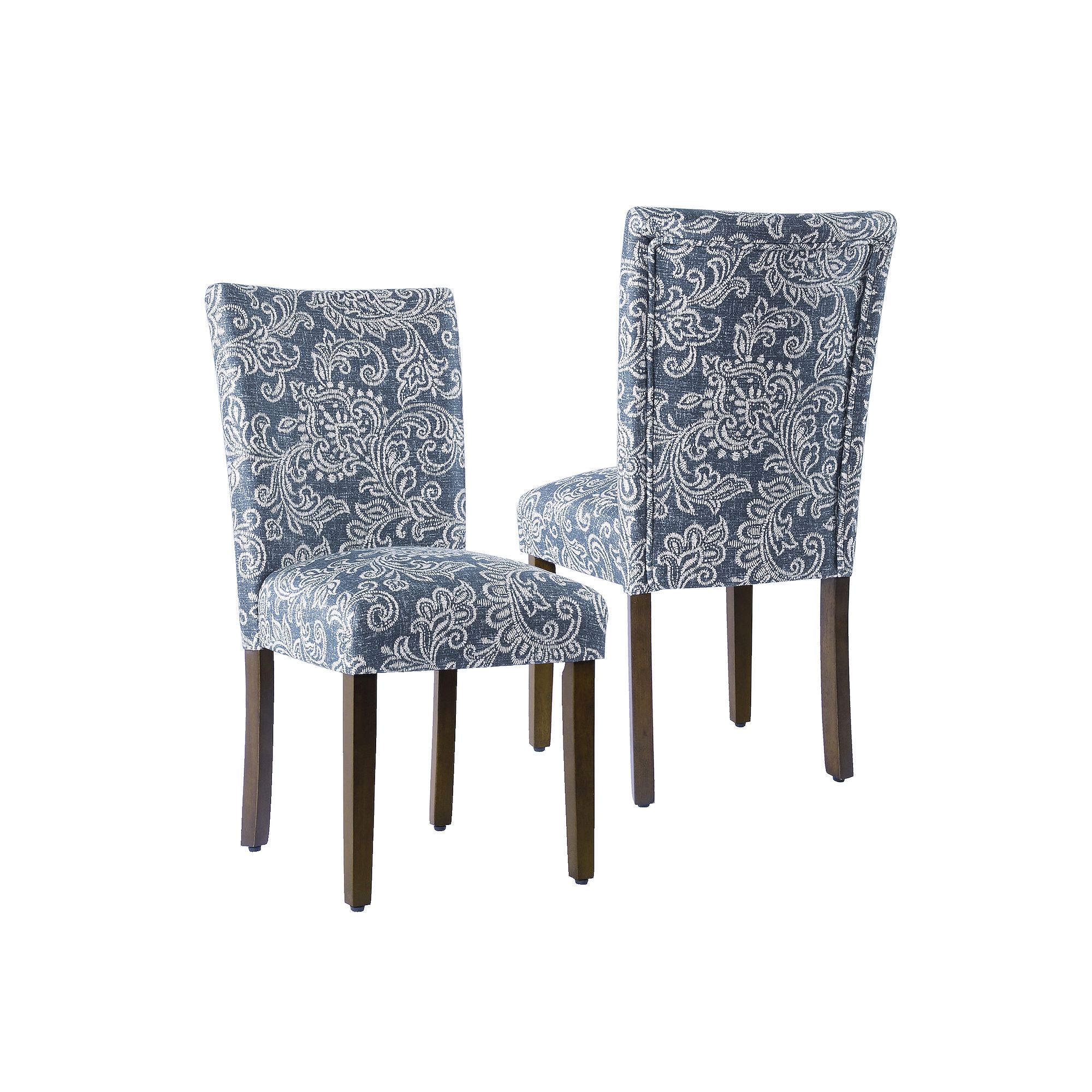 HomePop Classic Parsons Dining Chair 2-piece Set, Blue Jacobean