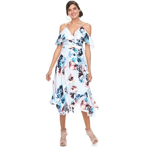 Women's Jennifer Lopez Cold-Shoulder Faux-Wrap Dress