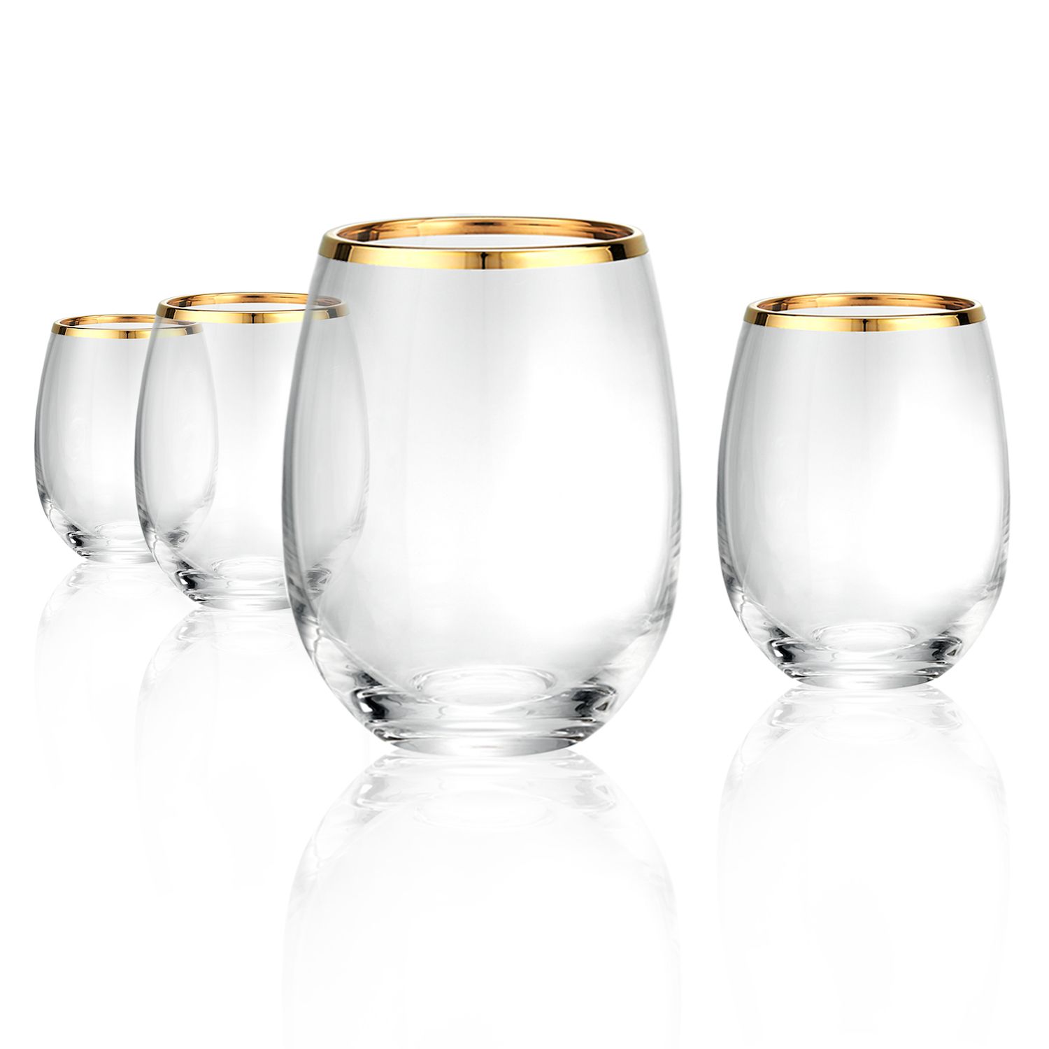 4 Pack Iridescent Champagne Flutes, Stemless Wine Glasses for