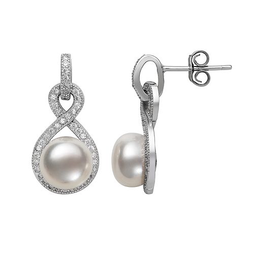Sterling Silver Freshwater Cultured Pearl & Lab-Created White Sapphire ...