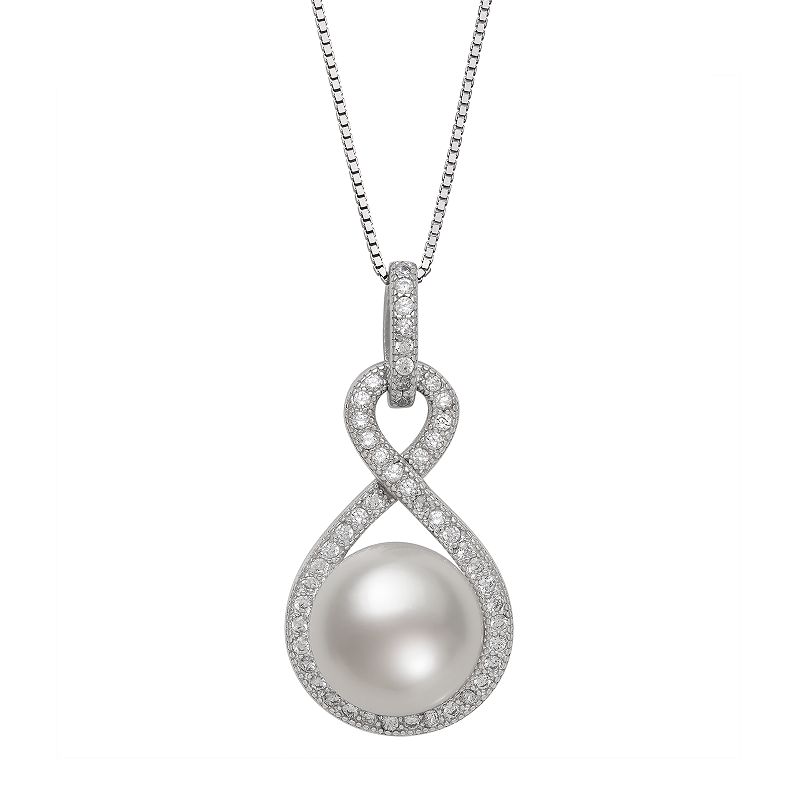 Sterling Silver Freshwater Cultured Pearl Infinity Pendant Necklace, Women