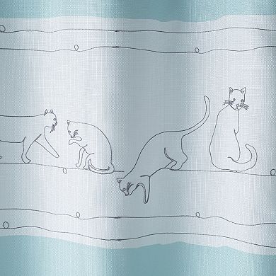 One Home Embroidered Kitty Cat Shower Curtain