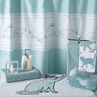 One Home Embroidered Kitty Cat Shower Curtain