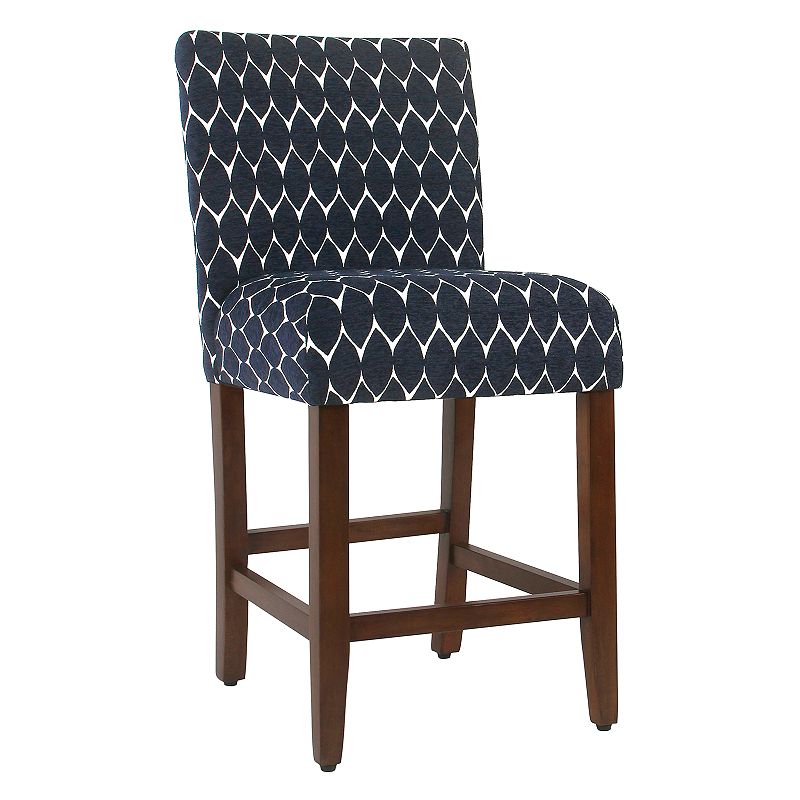 Classic Parsons Counter Height Barstool Navy - HomePop: Upholstered, Wood Legs, Foam Padded Back, Farmhouse Style