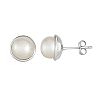 Sterling Silver Freshwater Cultured Pearl Button Earrings