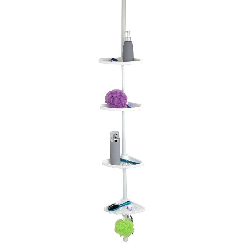 Home Basics 4-Tier Corner Shower Shelf, Multicolor