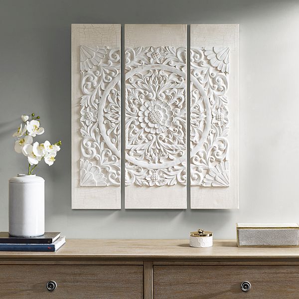 Madison Park Raised Medallion Canvas Wall Art 3 Piece Set