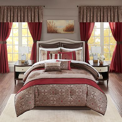 Madison Park Essentials Parker 24-piece Complete Comforter Set with Sheets and Curtains