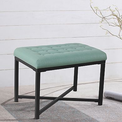 HomePop Velvet Tufted Ottoman