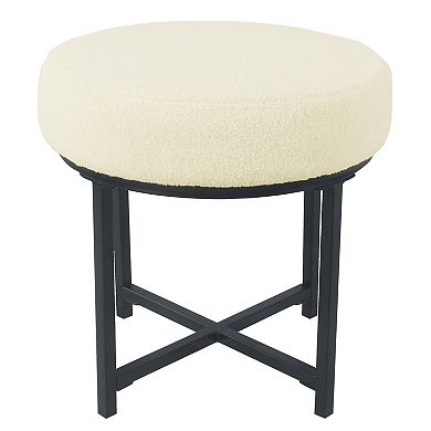 HomePop Round Faux-Fur Stool End Table 