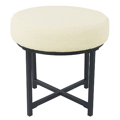 HomePop Round Faux-Fur Stool End Table