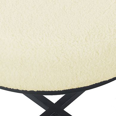 HomePop Round Faux-Fur Stool End Table