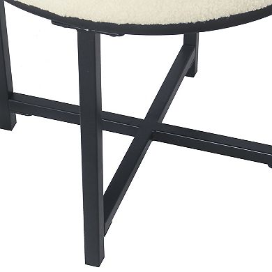 HomePop Round Faux-Fur Stool End Table 