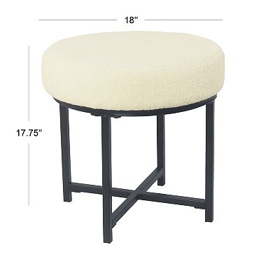 HomePop Round Faux-Fur Stool End Table 