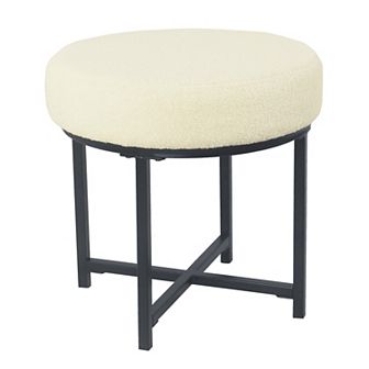 HomePop Round Faux-Fur Stool End Table