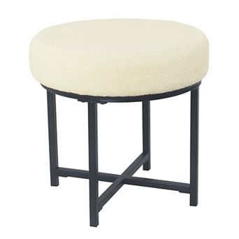 HomePop Round Faux-Fur Stool End Table