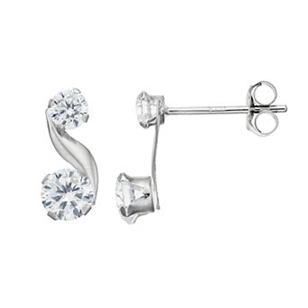 Taylor Grace 10k White Gold Cubic Zirconia Swirl Drop Earrings