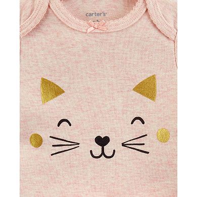 Baby Girl Carter's 2-Pack Cat Graphic & Bow Print Sleeper Gowns