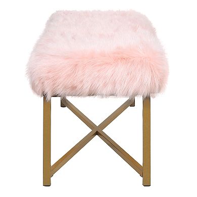 HomePop Faux Fur Rectangle Bench