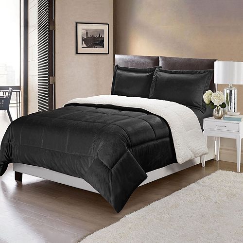 Ultra Plush Reversible Micromink & Sherpa Fleece Comforter Set