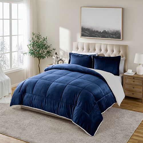 Ultra Plush Reversible Micromink Sherpa Fleece Comforter Set