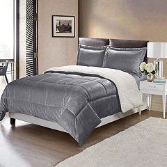 Full/Queen 2 Colors Reversible All Season Comforter & Sham Set, Patriot  Blue/Stone 