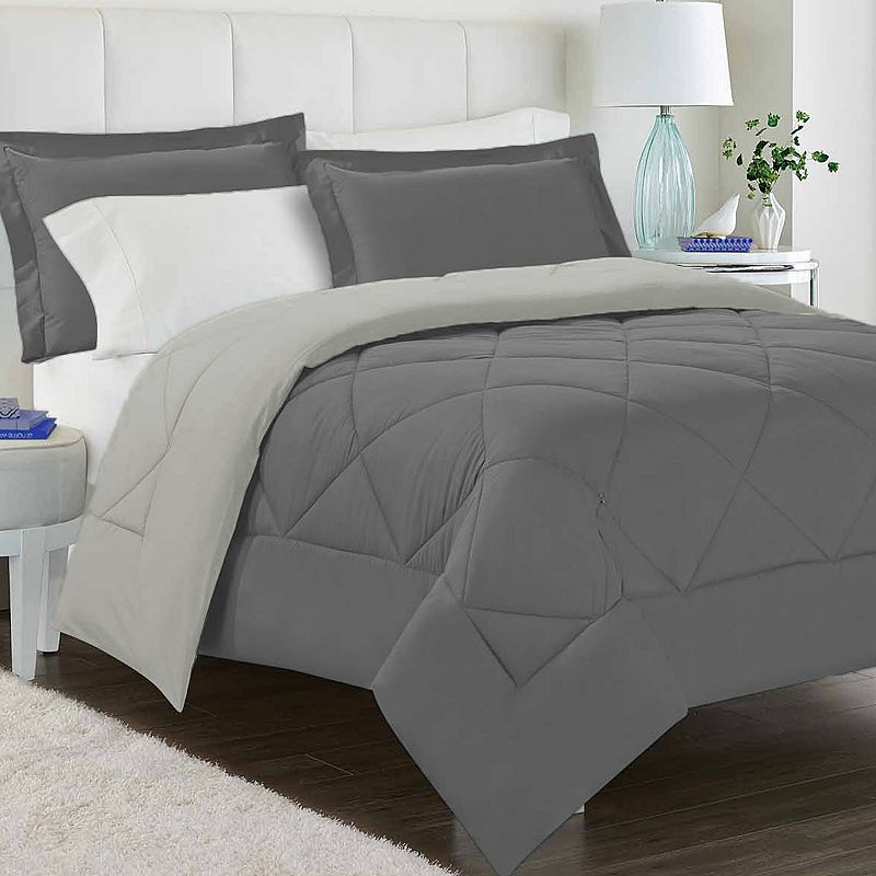 Swift Home Reversible Comforter Set, Grey, Full/Queen