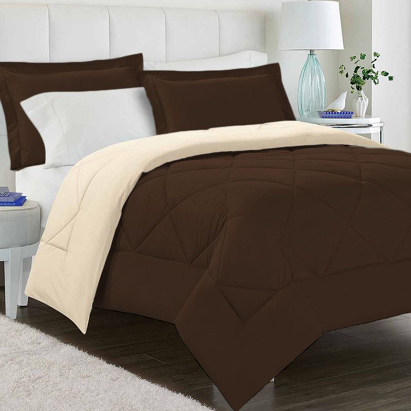 Swift Home Reversible Comforter Set, Dark Brown, Full/Queen