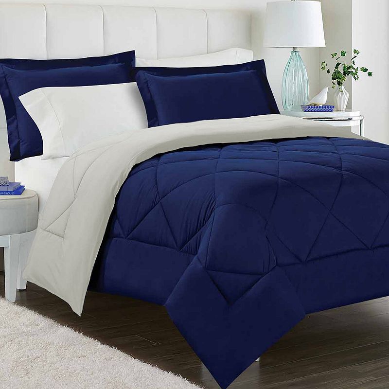 Swift Home Reversible Comforter Set, Med Blue, Twin