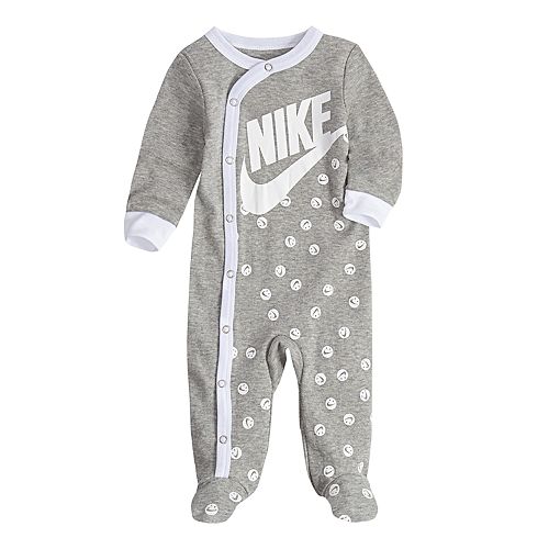 Baby Nike Smiley Logo Gray Footed Coverall