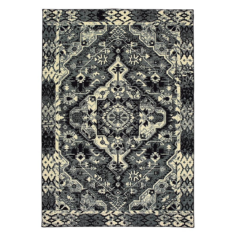 StyleHaven Leo Tribal Medallion Rug, Black, 8X11 Ft