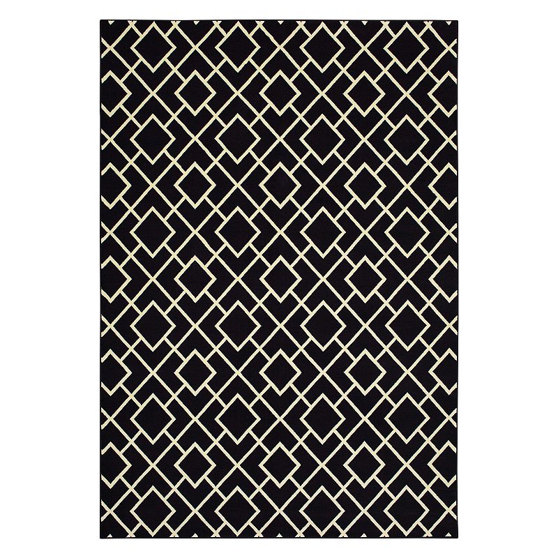 StyleHaven Leo Geometric Lattice Rug, Black, 8X11 Ft