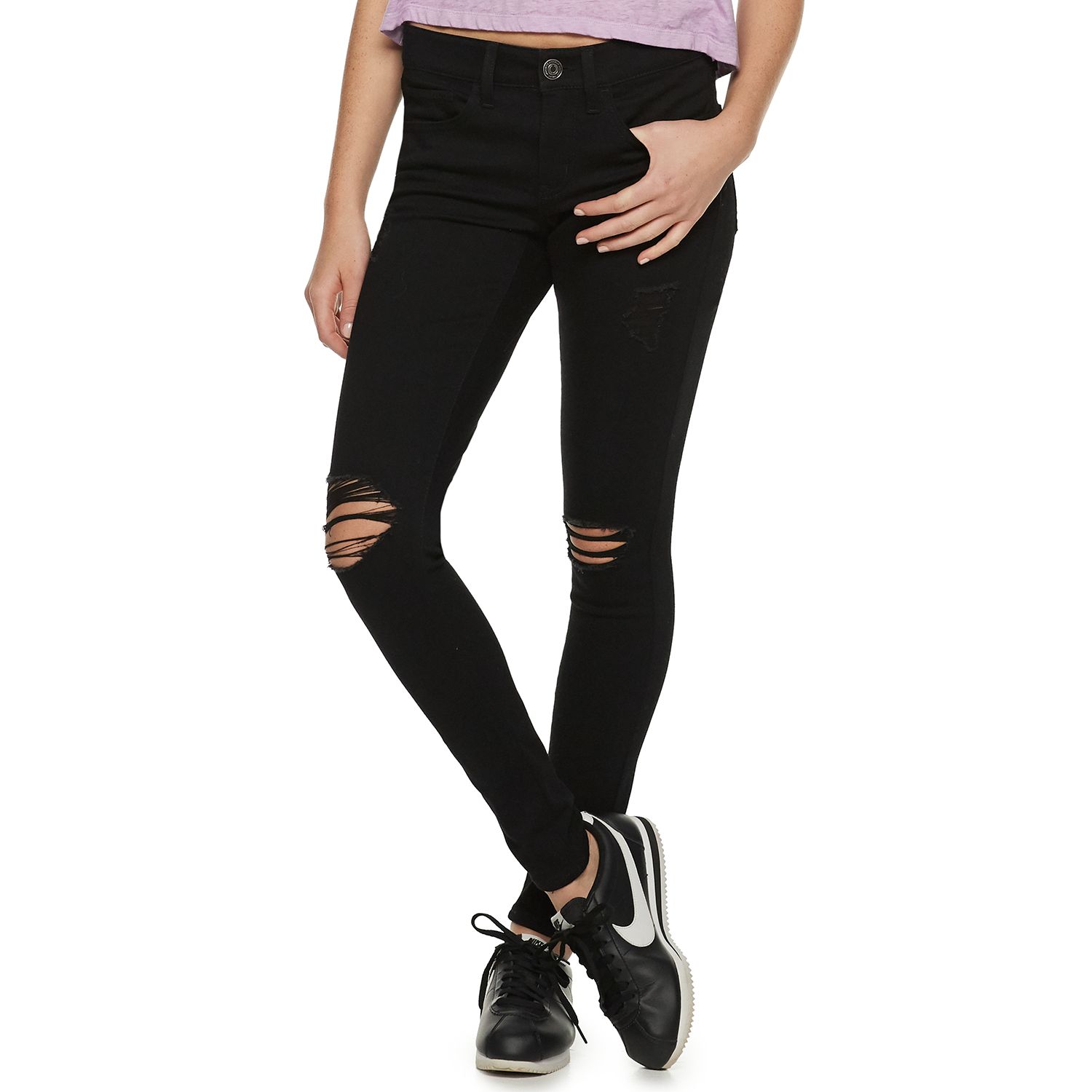 low rise black jeggings