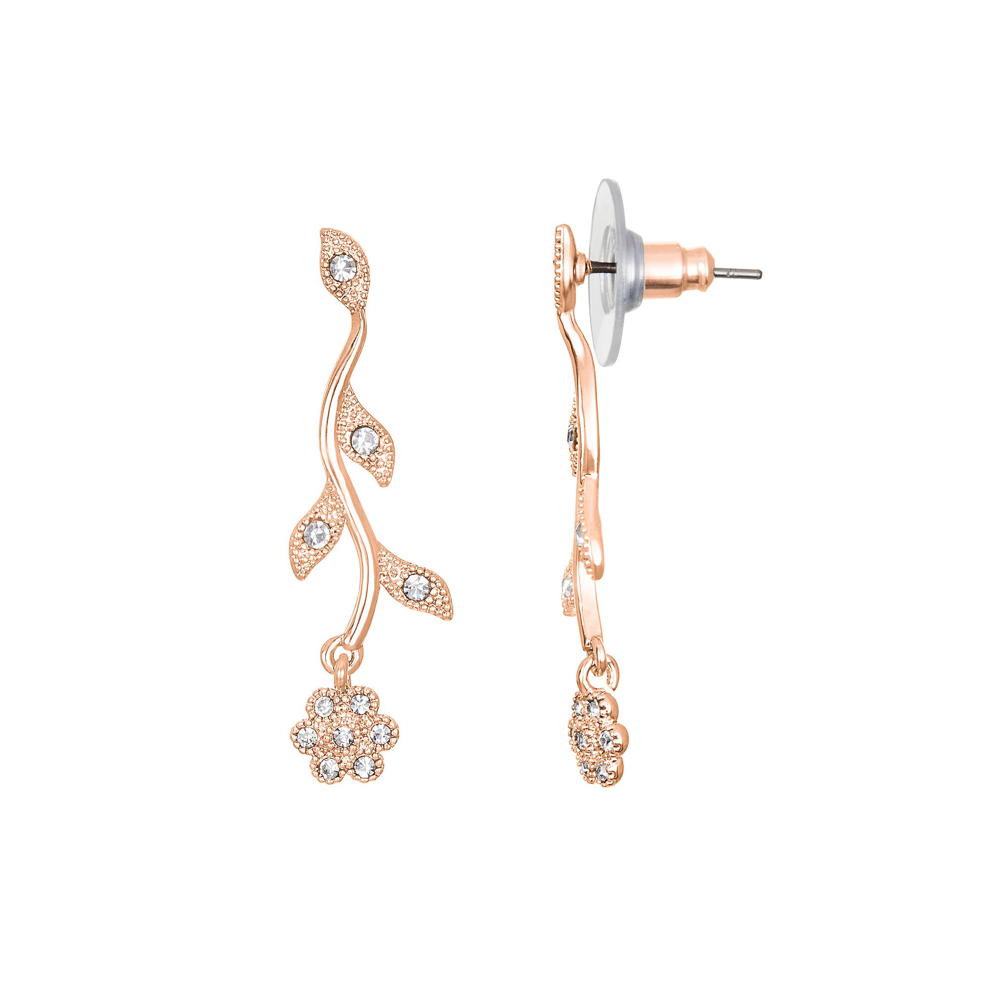 LC Lauren Conrad Simulated Crystal Nickel Free Vine Drop Earrings, Womens,