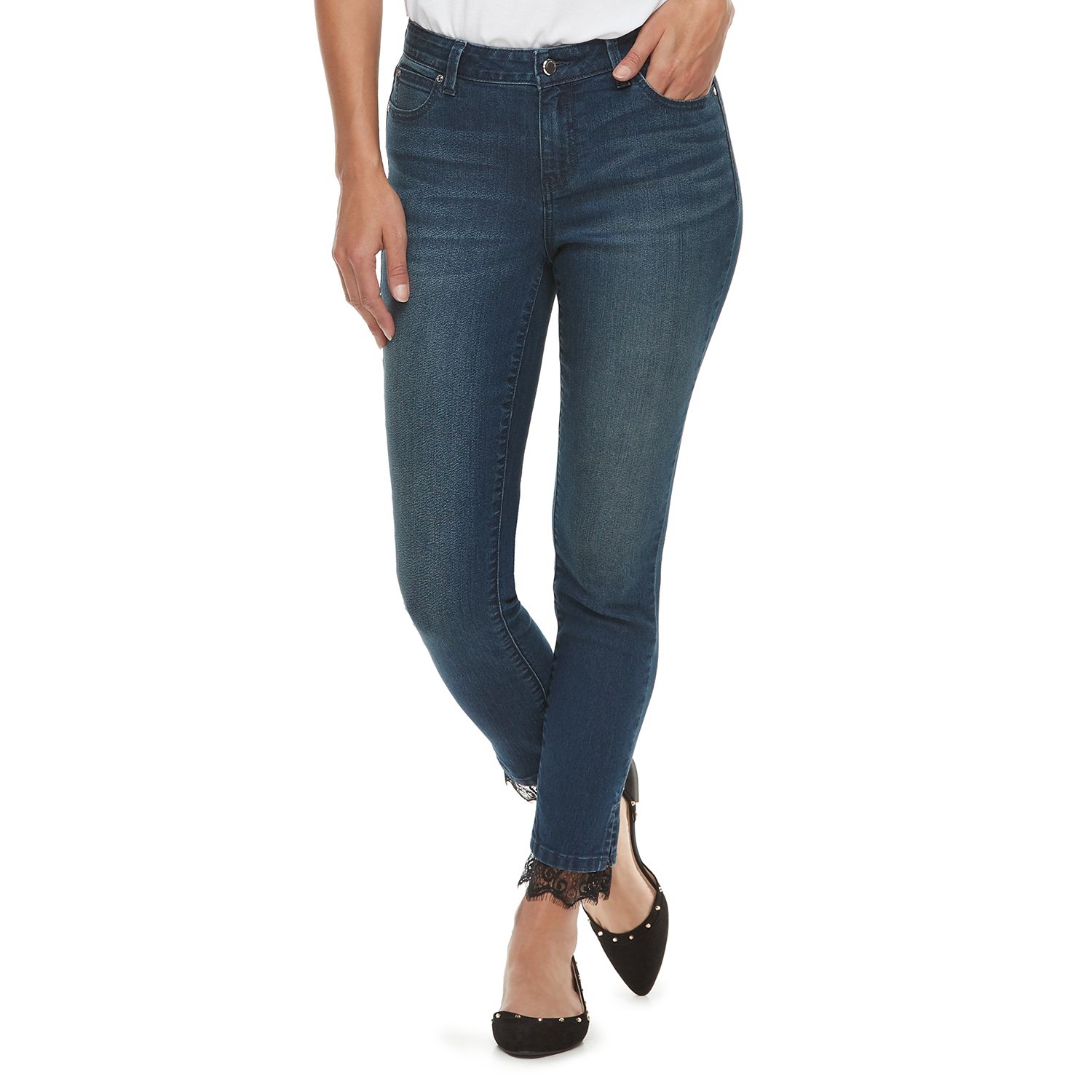 jeans with lace hem