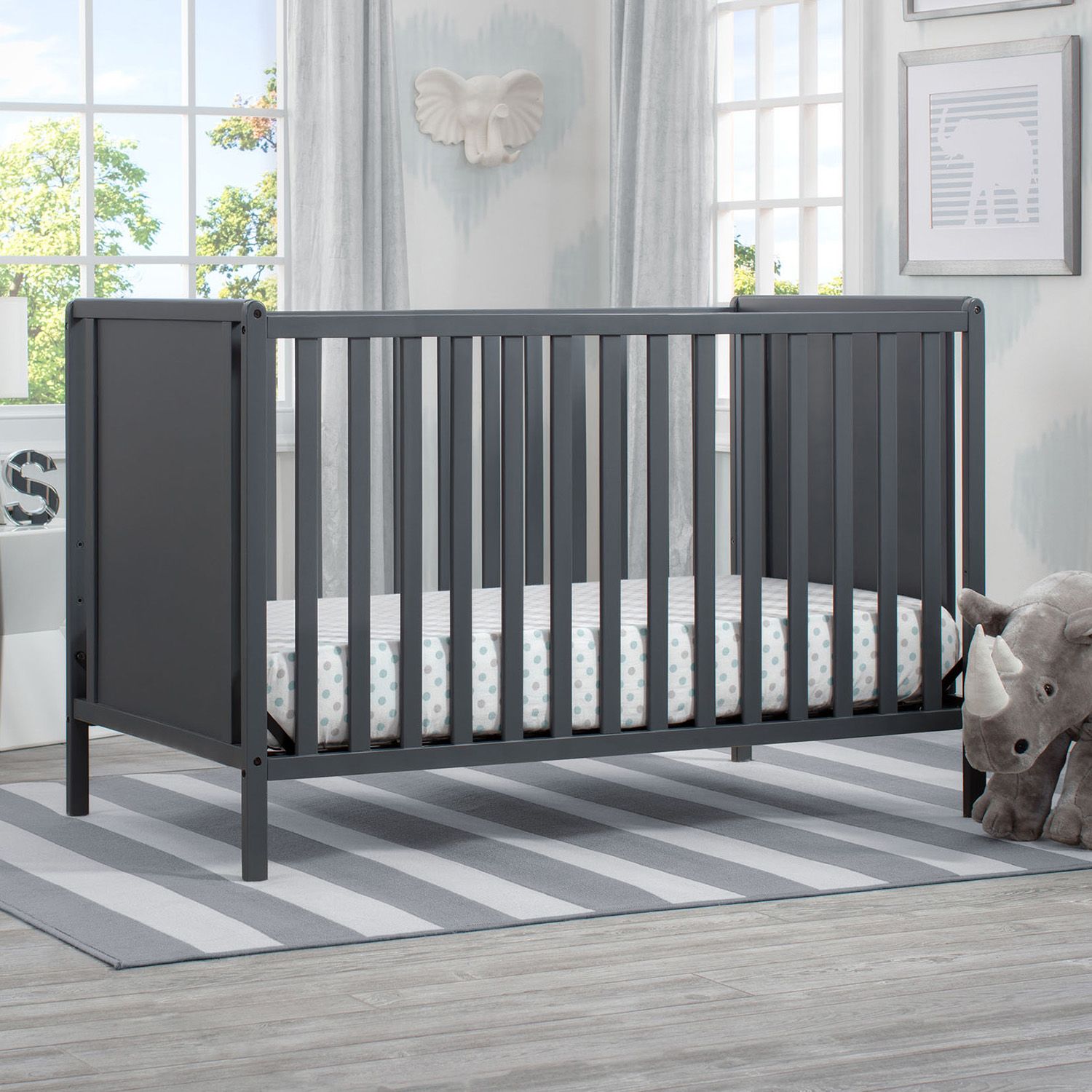 dark grey crib