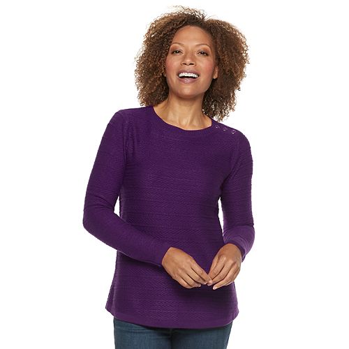 Petite Croft & Barrow® Curved Hem Sweater