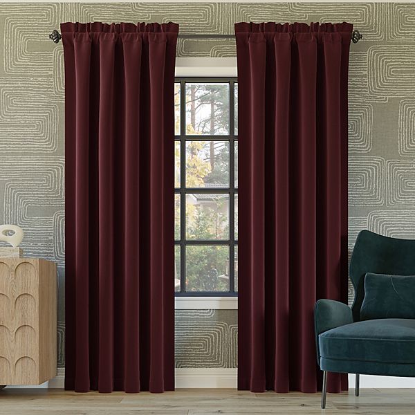 52&#34;x84&#34; Sun Zero Blackout Oslo Theater Grade Rod Pocket Curtain Panel Wine Red