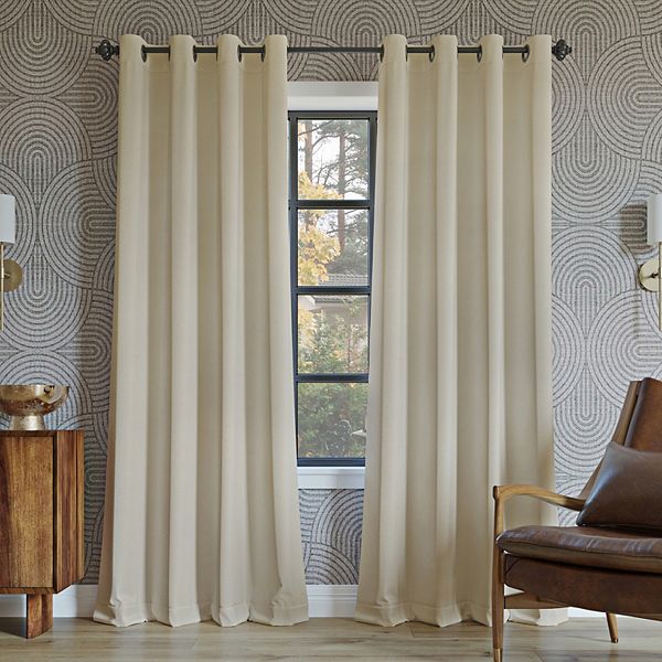 Sun Zero Oslo 100% Blackout Theater Grade Solid Grommet Single Curtain Panel - Cream (52X108)